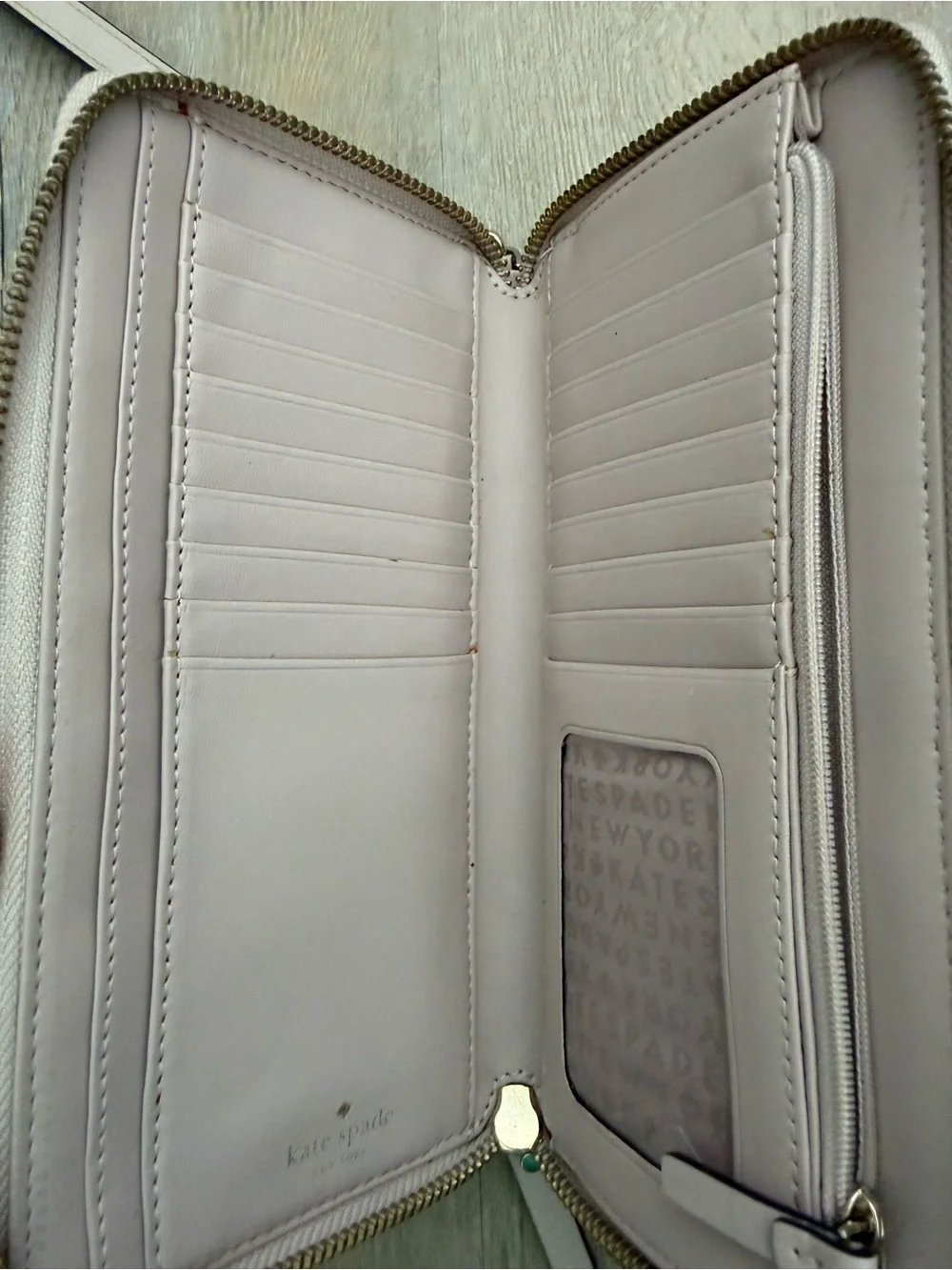 Kate Spade Grove Street Anita double zip wristlet in cream & light pink